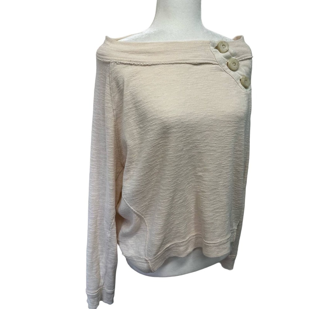 Free People Long Sleeve Pullover Top Women’s sz. S Relaxed Fit Cream - Picture 5 of 9